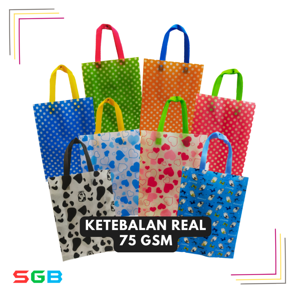 

1 Lusin (isi12pcs) Tas Spunbond Handle press LAMINASI Pattern uk 30x40x8