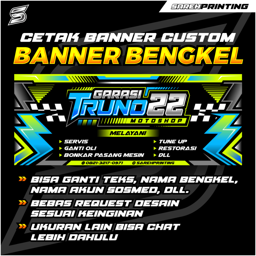 (FREE DESAIN) BANNER/SPANDUK BENGKEL CUSTOM