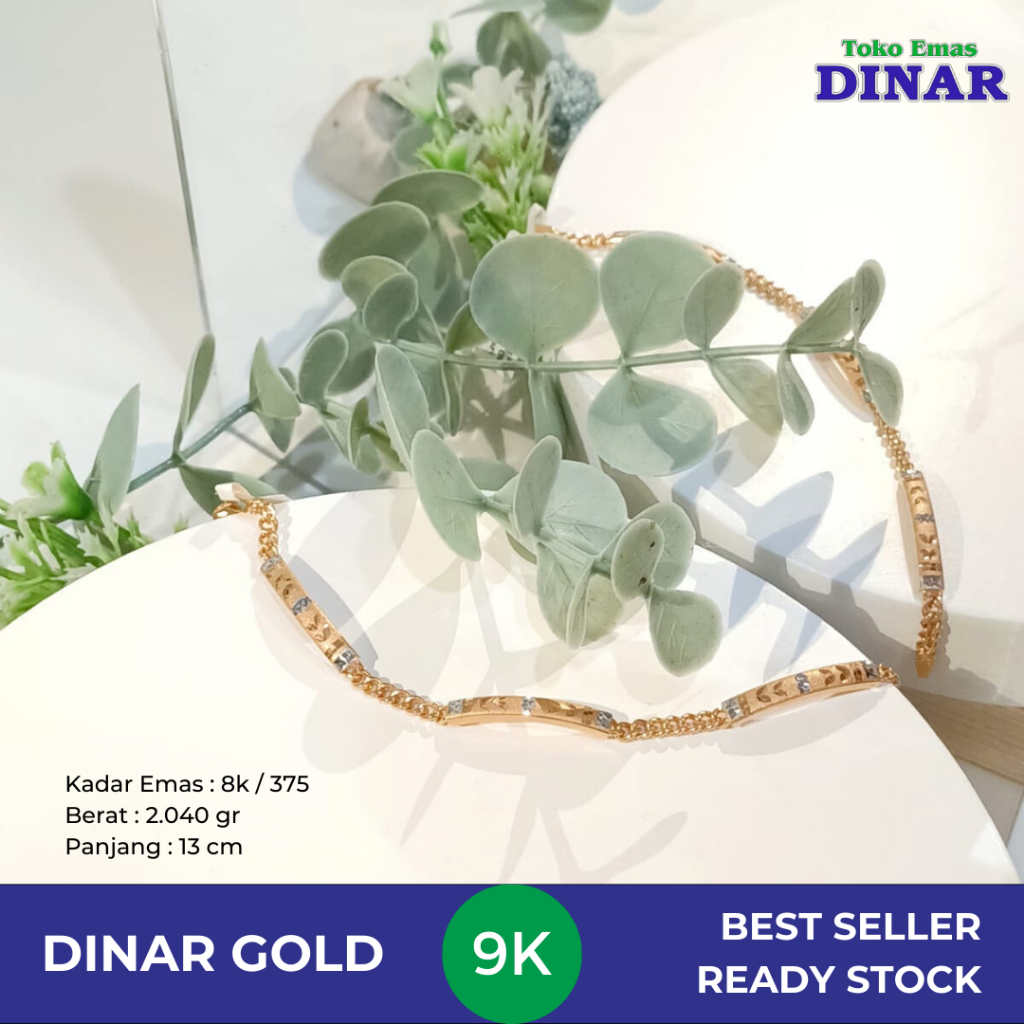 GELANG RANTAI ANAK PLAT 4 SLP -EMAS MUDA-8K/375