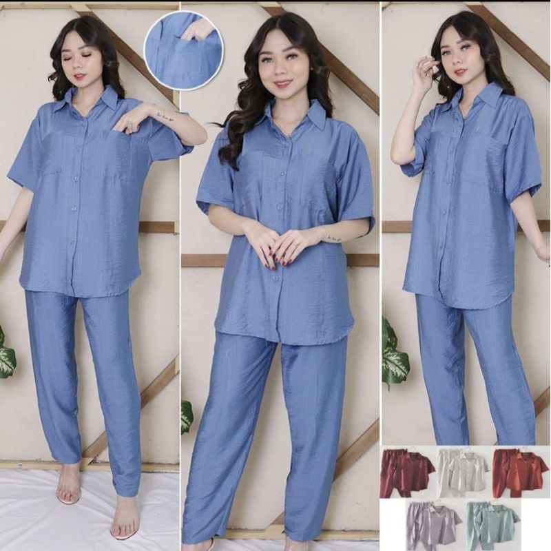 Setelan Cp Standard Agnes polo linen premium