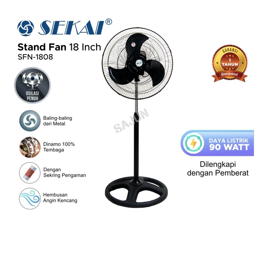 SEKAI Metal Stand Fan SFN1808 Kipas Angin 18 Inch SFN 1808