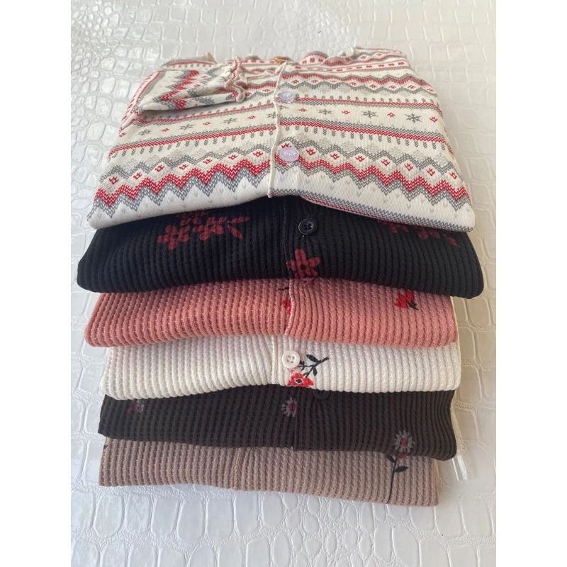 Cardigan crop printing wafer premium
