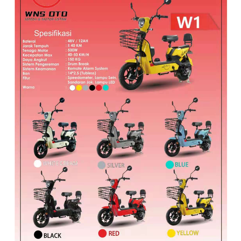 Sepeda Motor Listrik WNS OTO WML 1 Roda Dua Dragon Fly Garansi SNI 500 Watt