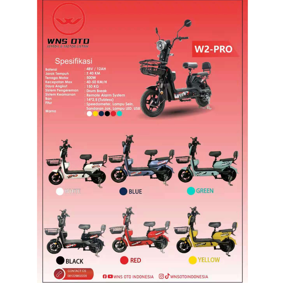 Sepeda Motor Listrik WNS OTO WML 2 Roda Dua Dragon Fly Garansi SNI 500 Watt