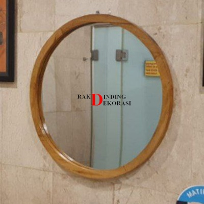 Cermin Lis Kayu Dinding Bingkai Frame Kayu Bulat Capsul Kapsul Oval Gantung Tempel Dinding Wastafel 