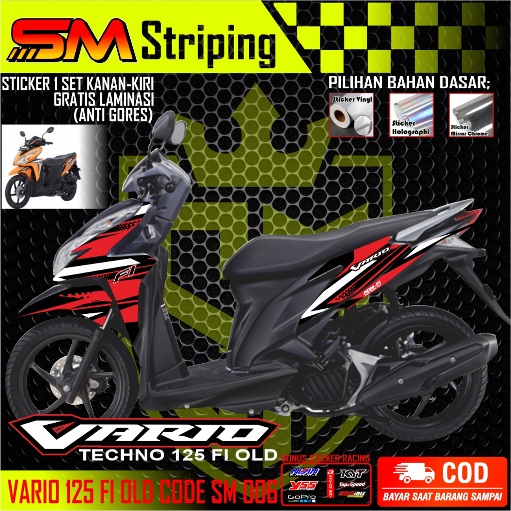 (COD) STRIPING VARIASI STIKER CUSTOM STICKER MOTIF TERBARU VARIASI MOTOR HONDA VARIO FI 125 OLD SM 0