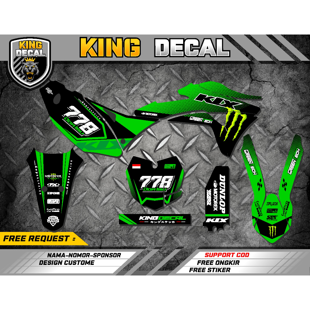 DECAL STICKER KLX GORDON FULL BODY / DECAL GORDON / DECAL STIKER VARIASI KLX GORDON / STICKER KLX ST