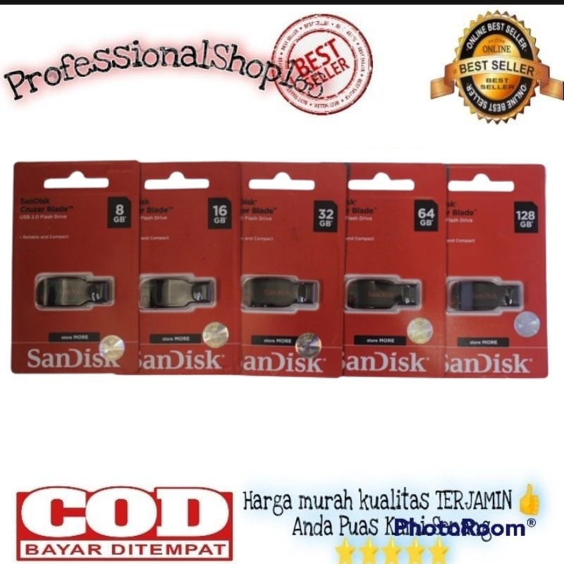 PS - Flashdisk Sandisk CZ50 USB 2.0 Cruzer Blade 8GB/16GB/32GB/64GB/128GB / Sandisk USB Flashdisk Or