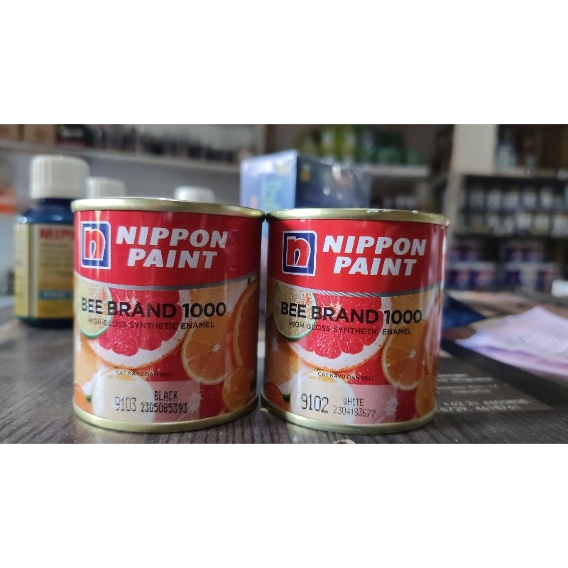 Cat Kayu dan Besi Bee Brand 1000 100ml / 0.1 Liter NIPPON PAINT High Gloss Synthetic Enamel | Cat Kayu Besi Kecil Nipon Paint