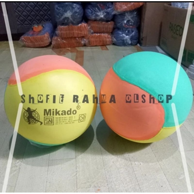 (1 pcs) Bola Plastik Spons Voli Basket Anak Mikado 3 Warna