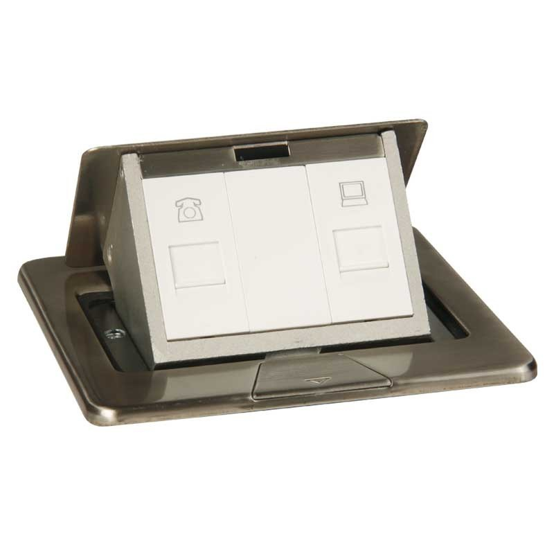 FLOOR OUTLET DPHPC Telephone Outlet + Outlet Data Cat5e NERO