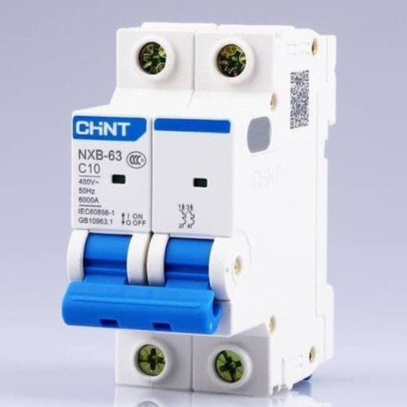 MCB NXB-63 2P 2 Pole 1A 2A 4A 6A 10A 16A 20A 25A 32A 40A 50A 63A Chint - 10A