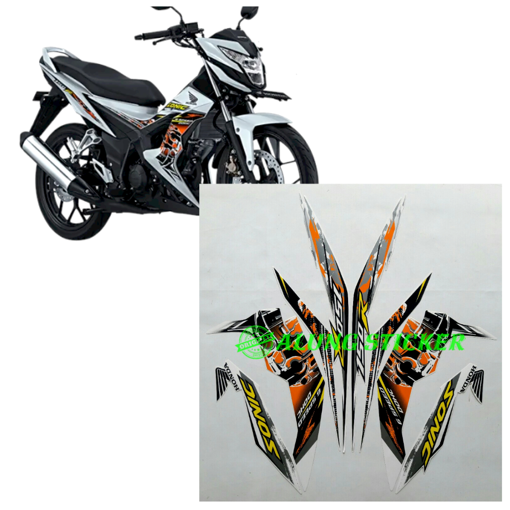 STIKER STRIPING LIS LES BODY MOTOR HONDA SONIC 150R TAHUN 2015 WARNA PUTIH 1SET STANDAR