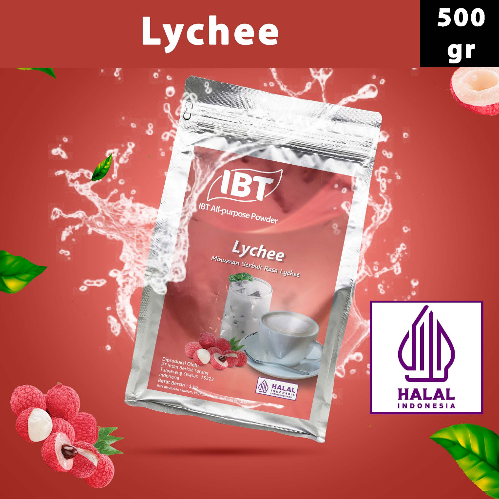 

Bahan Minuman Bubuk Rasa Lychee Leci IBT Drink Powder 500gr