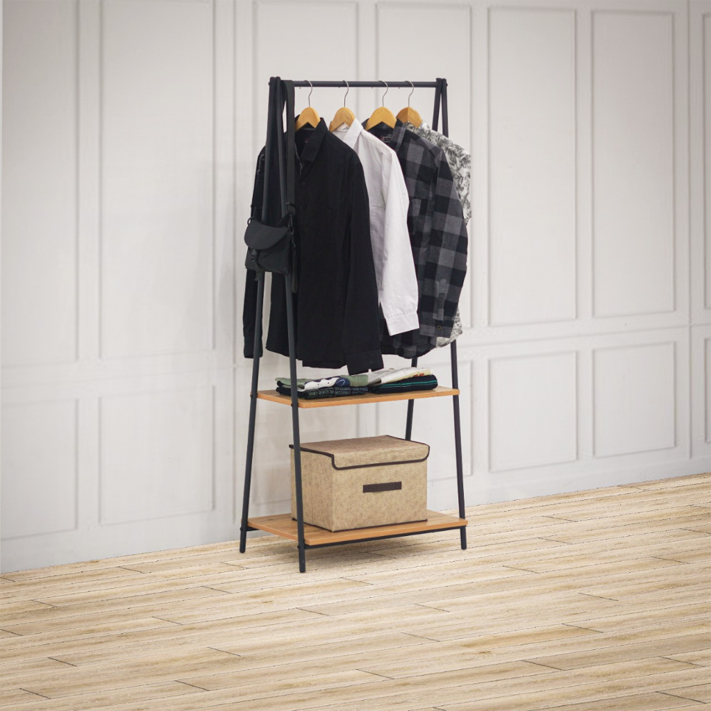 Rak gantungan baju Rak baju Stand Hanger Kayu Besi gantungan baju Atlas