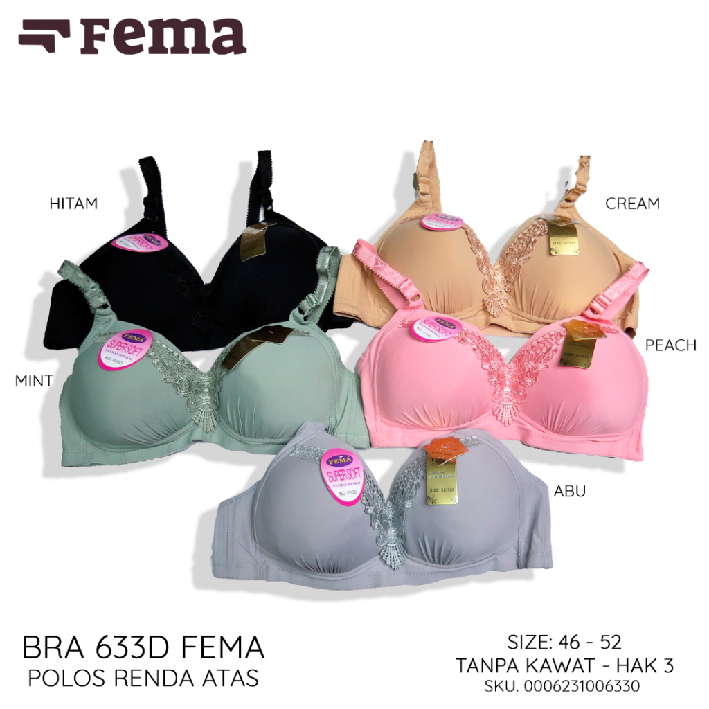 FEMA Official Shop Ecer 1 Pcs BH Bra 631D/633D Renda Polos BIG SIZE JUMBO