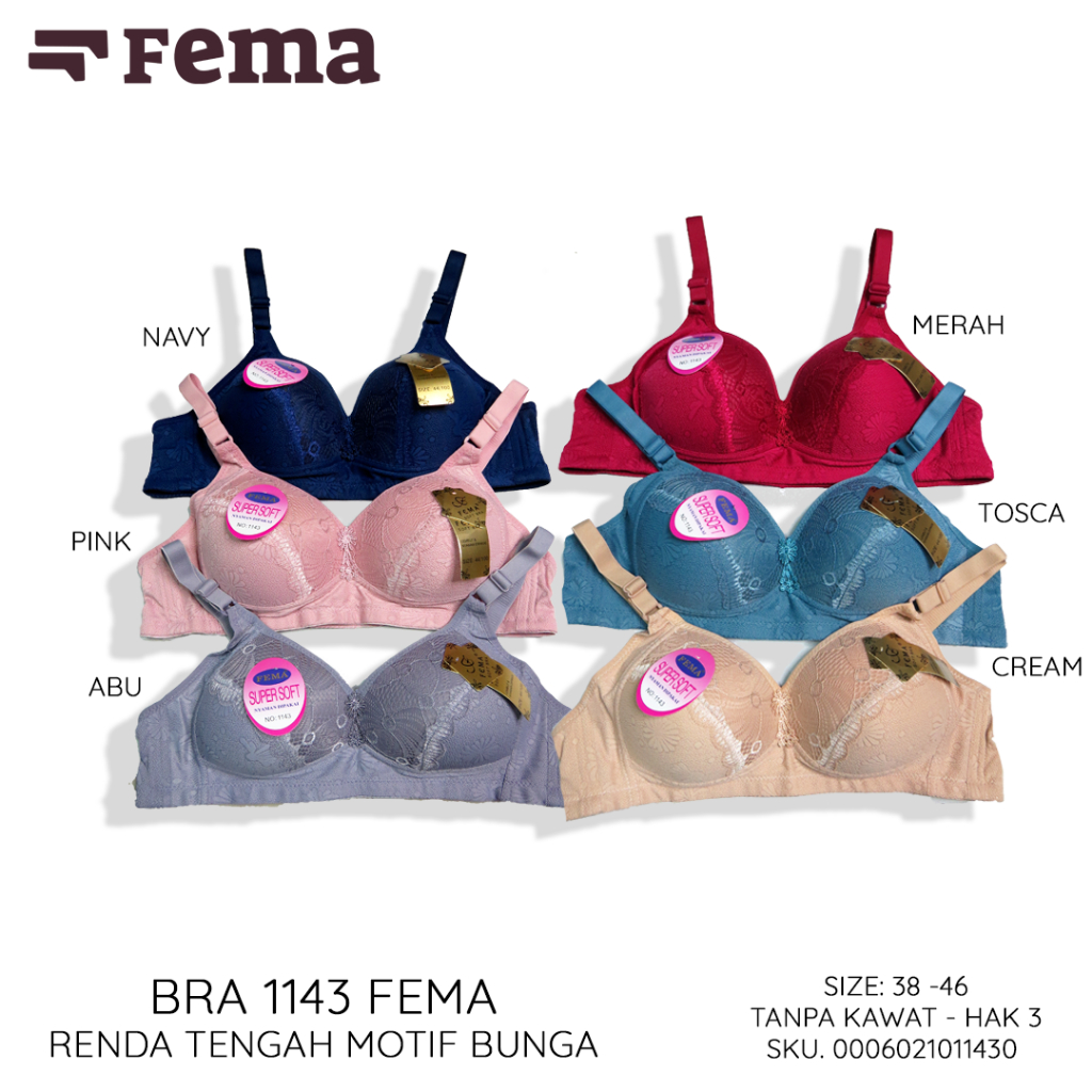 FEMA Official Shop Ecer 1 Pcs BH Bra 1143 Renda Polos BIG SIZE JUMBO