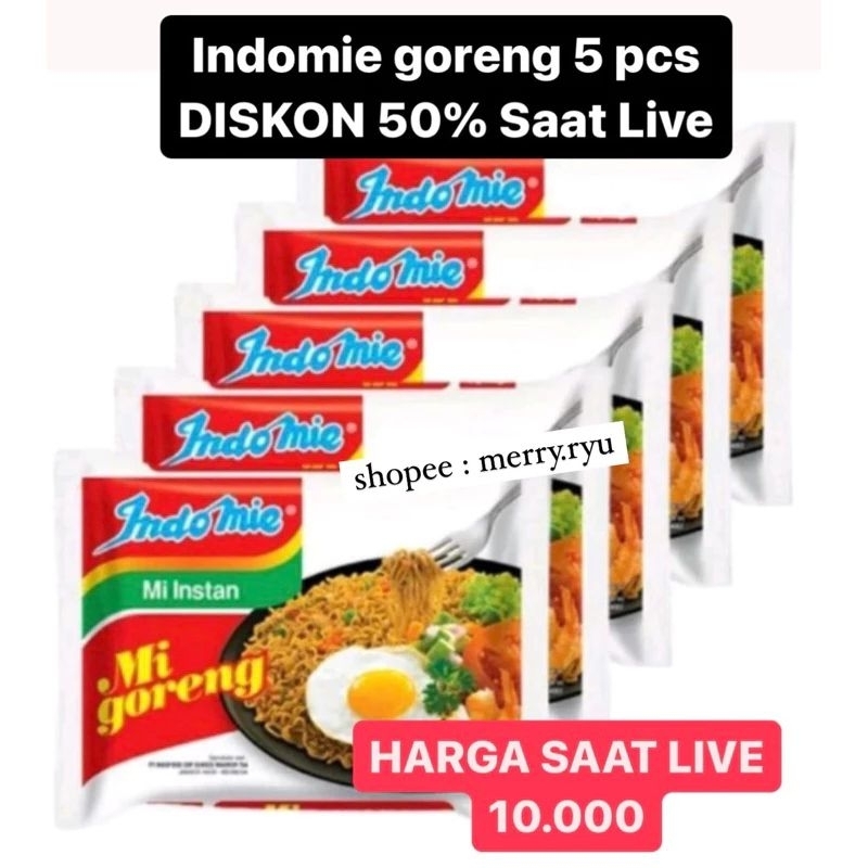 

indomie goreng isi 5 pcs | DISKON 50% Saat Live | mie instant | indomie promo