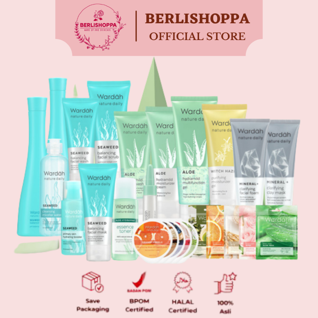 WARDAH Nature Daily Seaweed / Aloe Vera Hydramild SERIES | Facial Wash / Multifunction Gel / Moistur