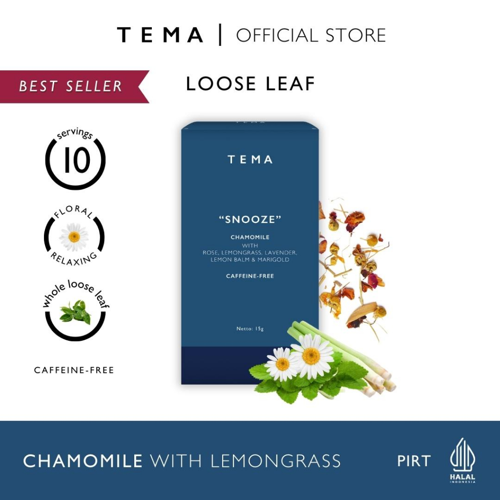

Snooze - Chamomile Lavender Lemongrass - Wellness Tea - TEMA Tea Loose Leaf - 10 Servings