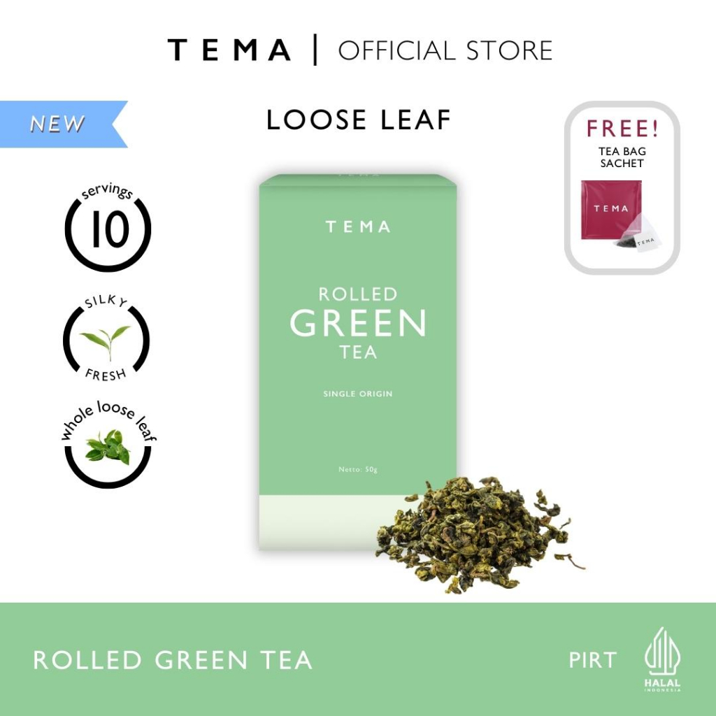 

Rolled Green Tea - Single Origin - TEMA Tea Loose Leaf Box - 10 Servings