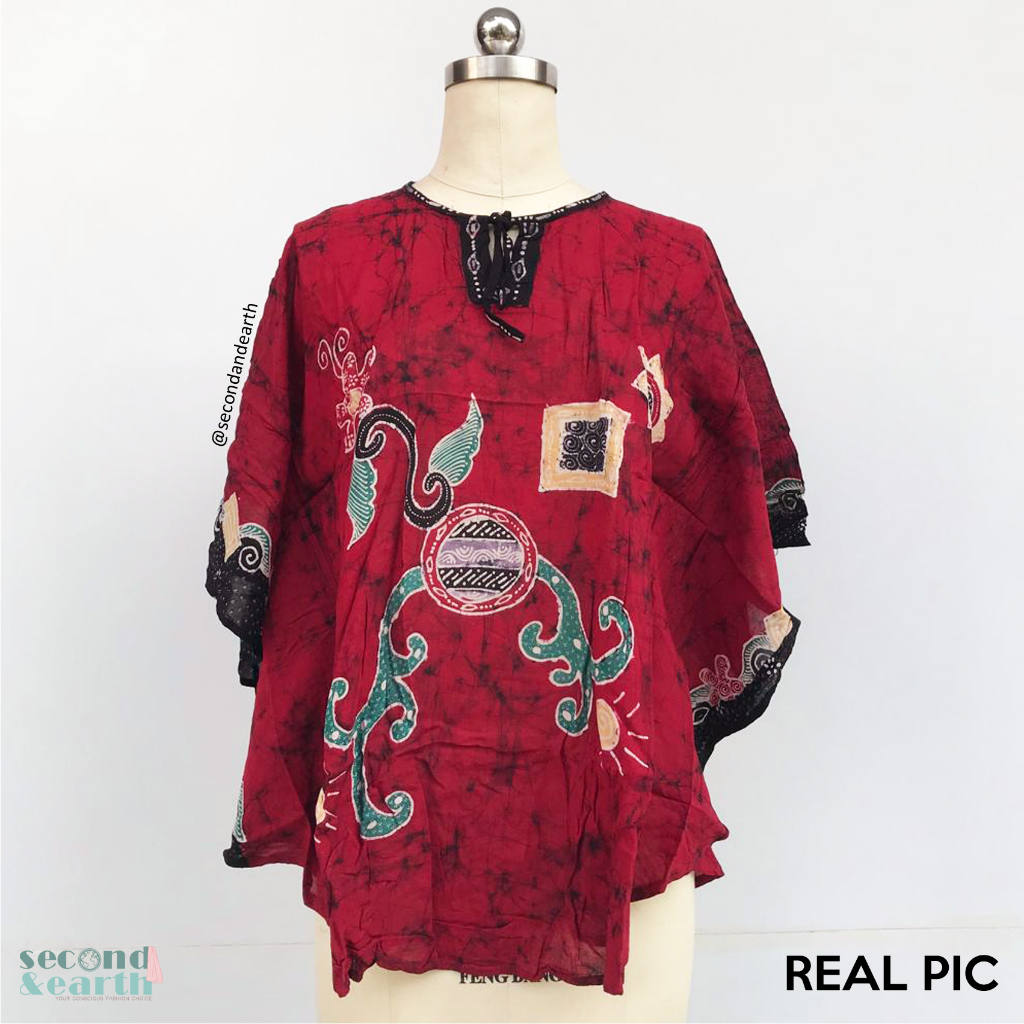 NEW Batik Roemah Bajoe Blouse (XS-XL) Atasan Oversized Blouse Batik Katun Lengan Lebar Katun Tipis M