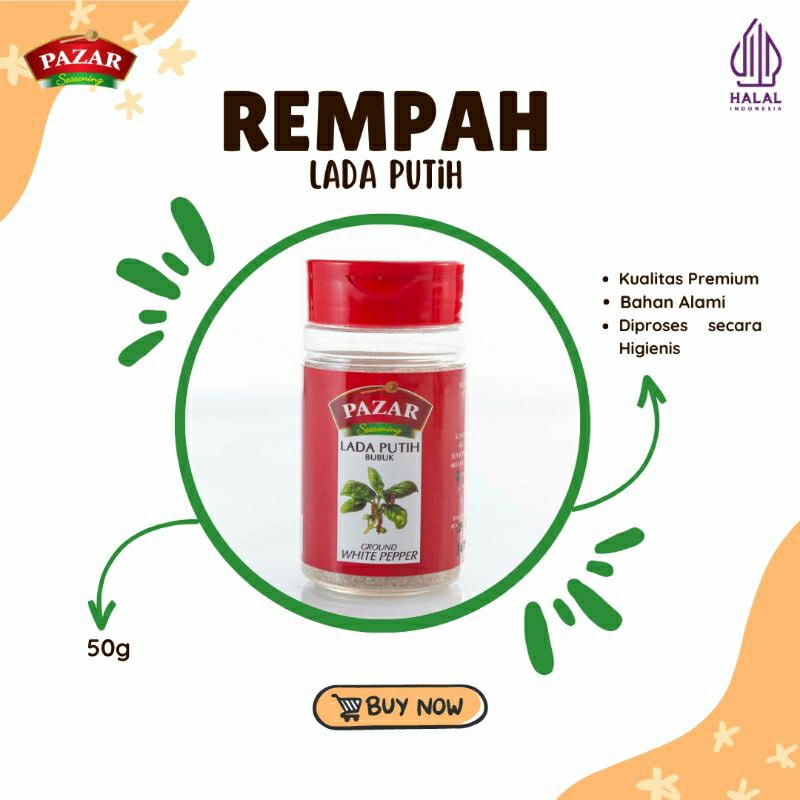 

Lada Putih Bubuk | Pazar (50g) Rempah