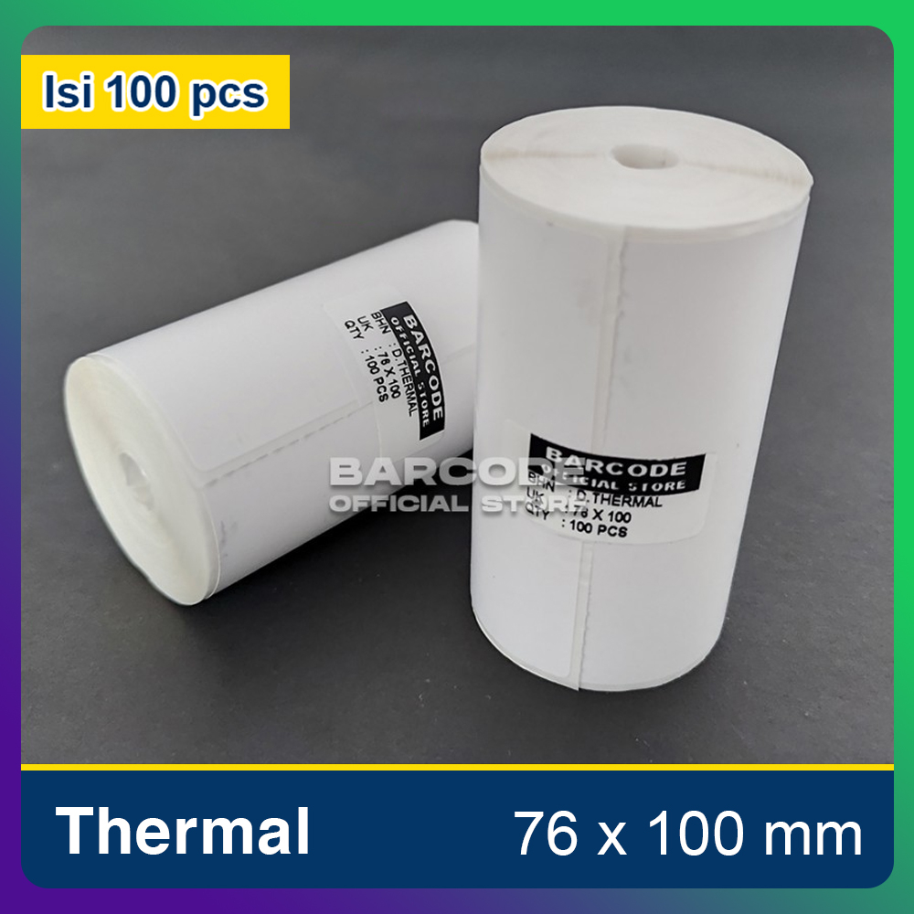 1 Slop Kertas Stiker Label Thermal Printer Bluetooth 80mm 76 X 100 mm 6 Roll