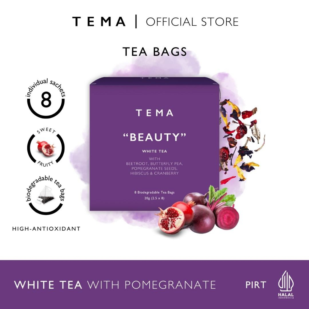 

TEMA Tea Beauty - Wellness Tea - White Beet Pomegranate - 8 Teabags