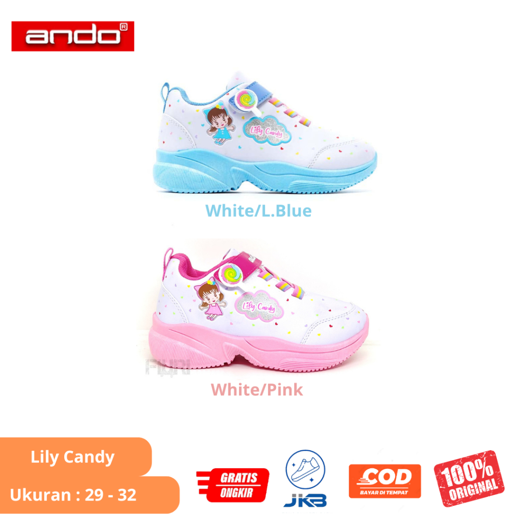 Sepatu Sneakers Anak Perempuan (TK) Ando Lily Candy Original