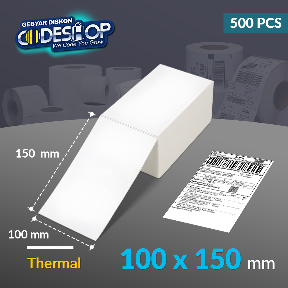 

Codeshop Label Thermal 100 x 150 mm A6 Fanfold 1 Line Stiker Printer Barcode Isi 500 Pcs