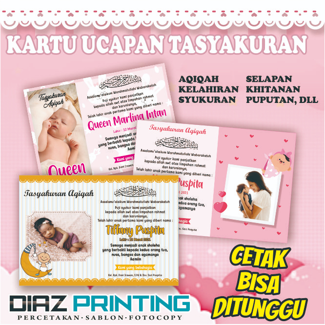 

KARTU dan STIKER Ucapan NASI BOX Kelahiran Tasyakuran Aqiqah Bayi Anak Khitanan Selapanan