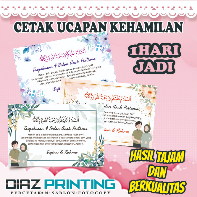 KARTU UCAPAN NASI BOX TASYAKURAN KEHAMILAN 4 BULANAN 7 BULANAN - STIKER