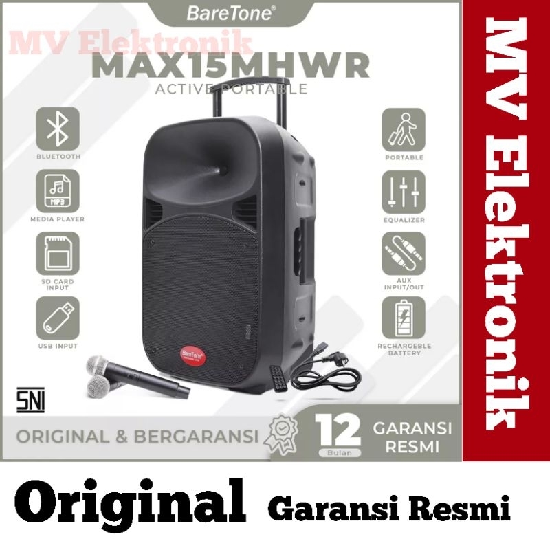 Speaker Baretone 15MHWR / 15 MHWR Speaker Bluetooth Portabel Wireless Meeting Baretone MAX