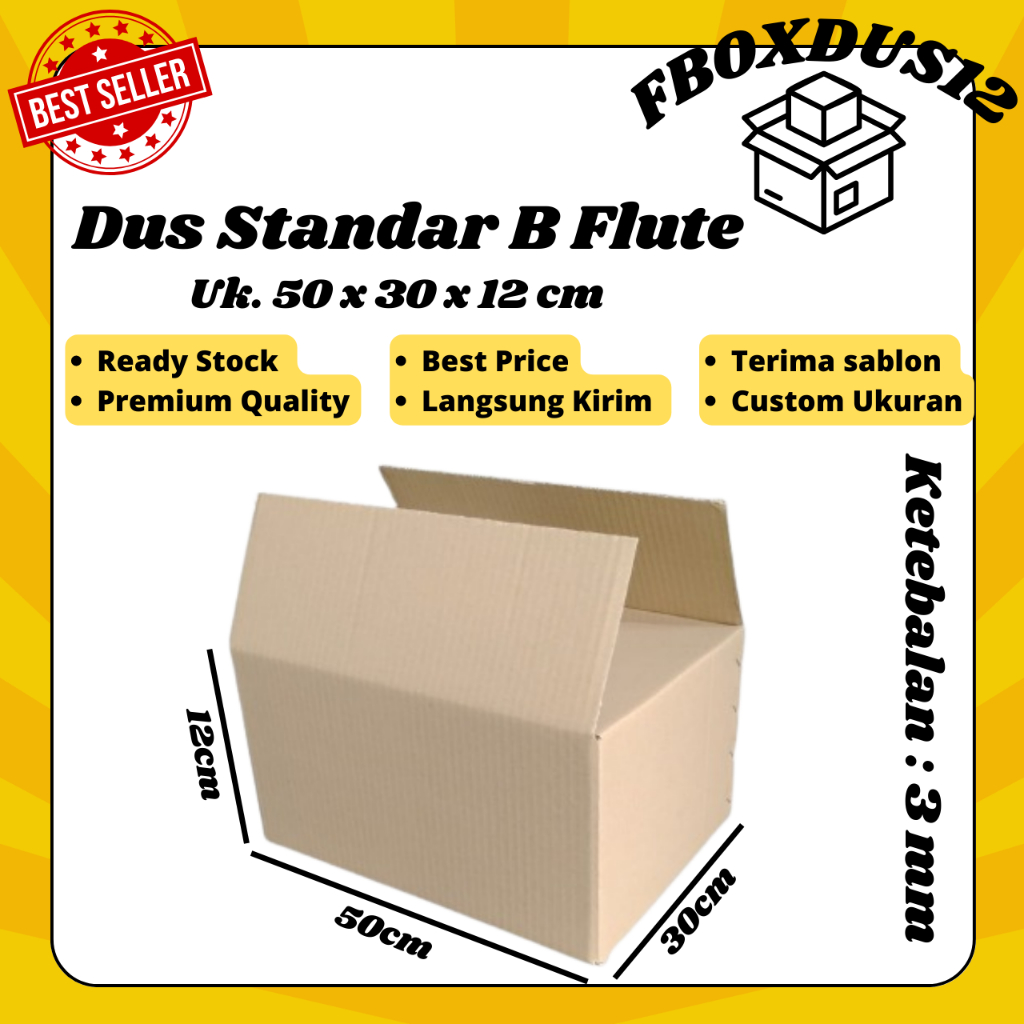 

Dus Pindahan/Kardus Box/Dus Kemasan Barang Uk.50x30x12 Cm B FLUTE KUAT