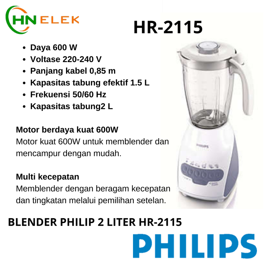 BLENDER PHILIPS 2 LITER HR-2115