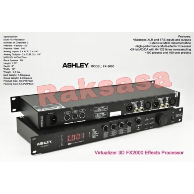 EFFECT VOCAL PROCESSOR ASHLEY FX 2000 FX2000 ORIGINAL VIRTUALIZER 3D DIGITAL EFFECT