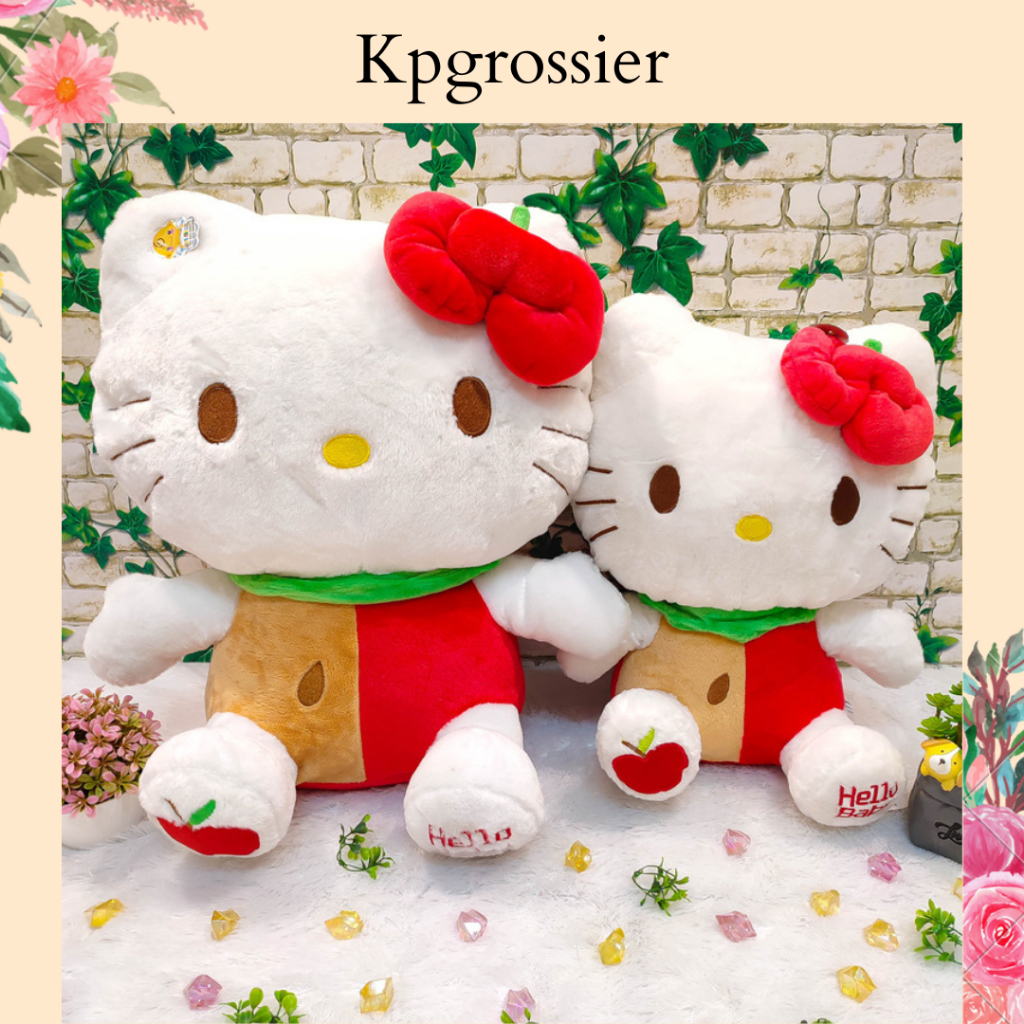 Boneka Hello Kitty Lucu Jumbo Besar Import Kostum Apple 35 dan 45 cm