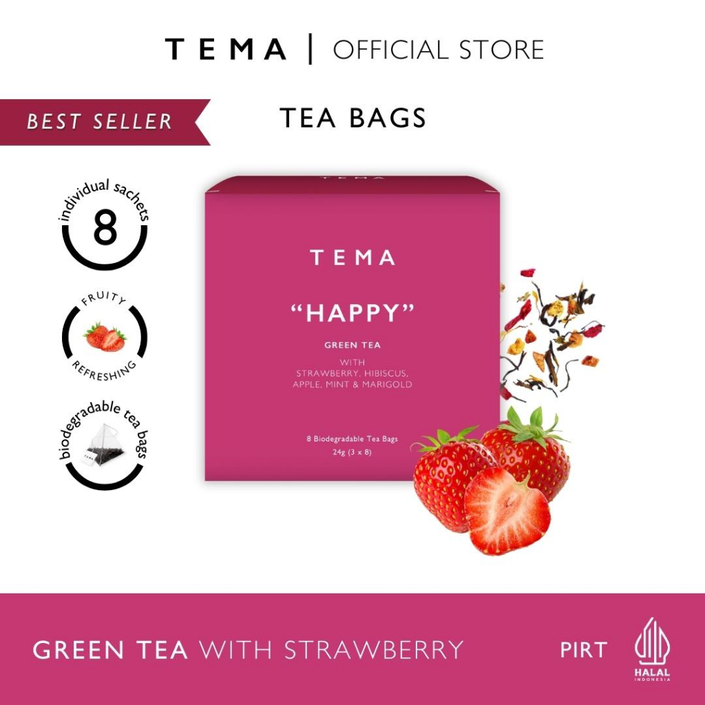 

Happy- Green Strawberry - TEMA Tea Bags - 8 Sachet