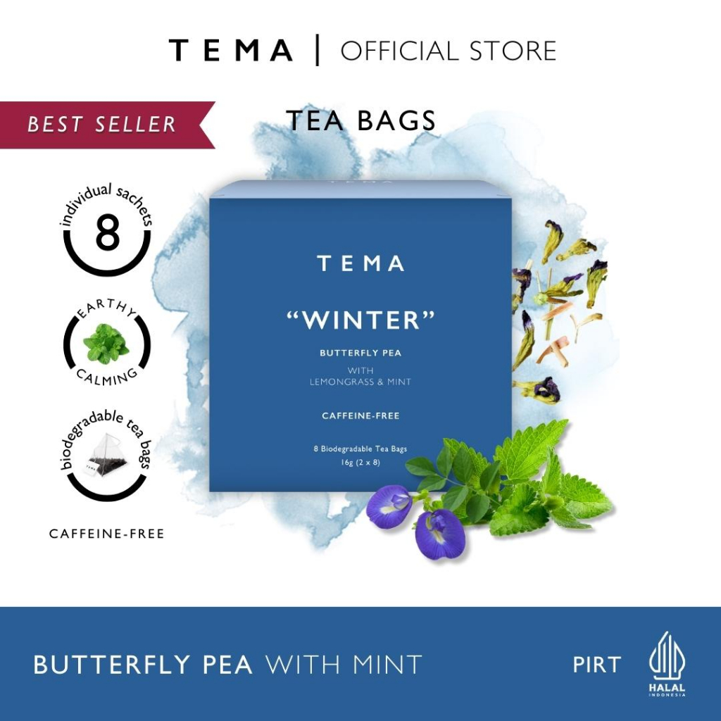 

Winter - Butterfly Pea Blue Tea - TEMA Tea Bags - 8 Sachet