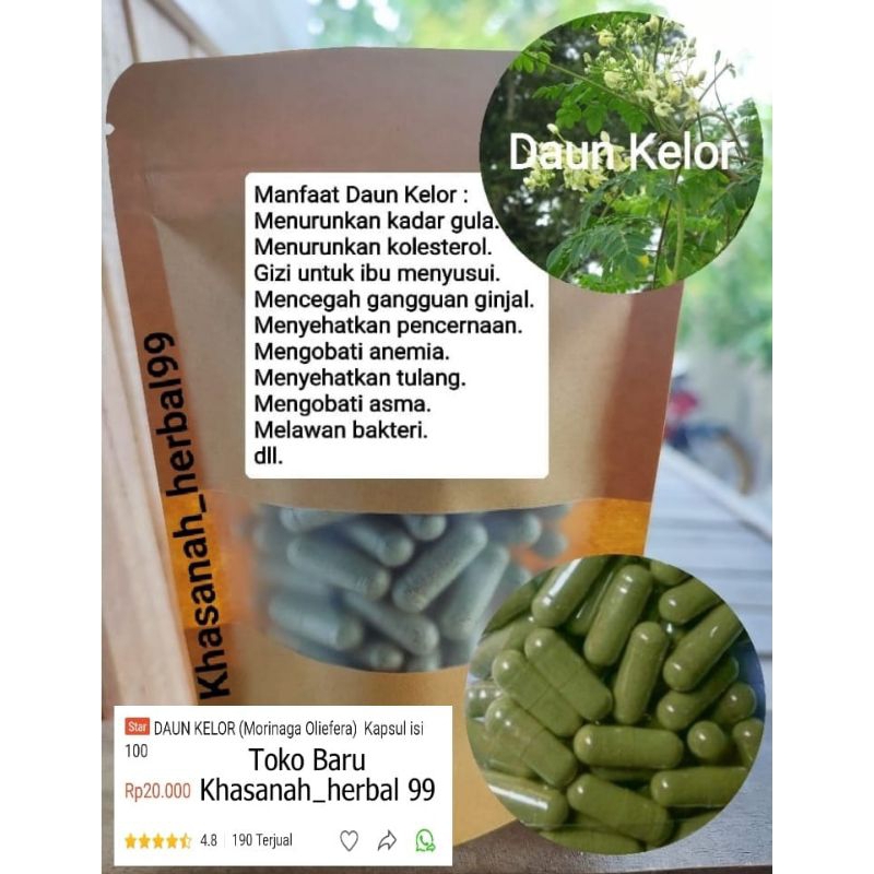 Serbuk Daun Kelor/Morinaga Oliefera isi 100 kapsul untuk kolesterol dan anemia