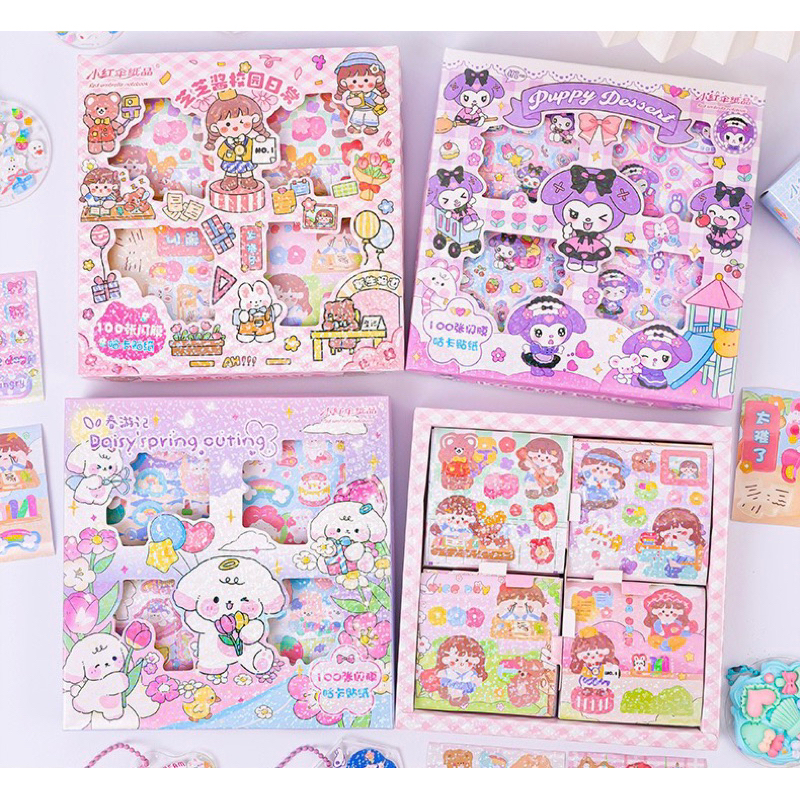 

AJS Sticker gliter 100 pcs / sticker 100 lembar/ sticker holo / sticker kilat / sticker DIY / sticker viral ST60