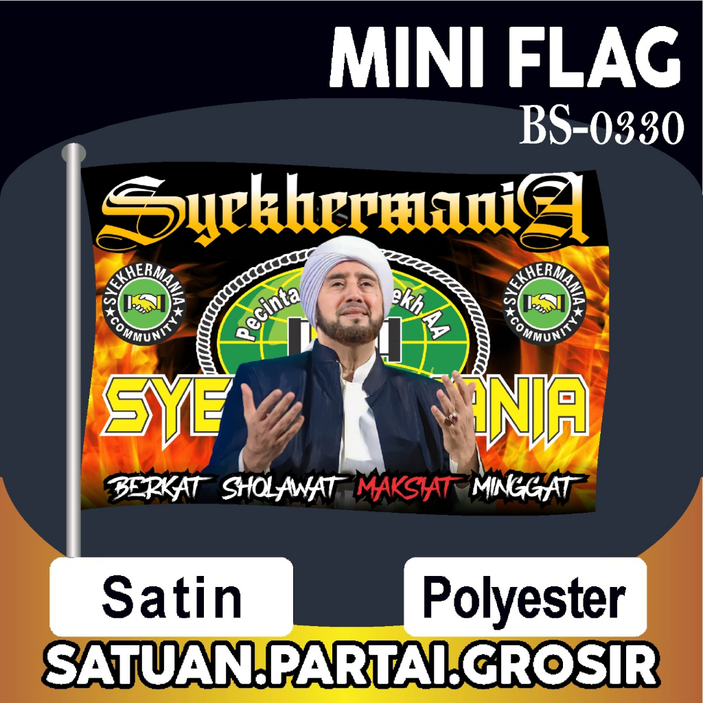 Umbul Umbul Custom Syekhermania Pecinta Sholawat V227 / Bendera Murah Syekhermania / PROMO BENDERA C