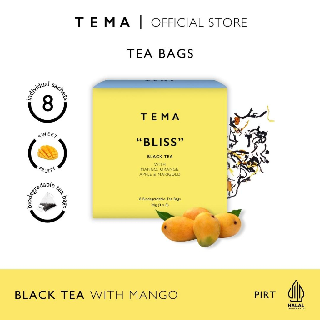 

Bliss - Black Mango Tea - TEMA Tea Bags - 8 Sachet