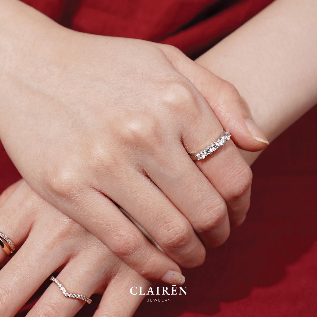 [CLAIREN] Aether 5 Stones Eternity Ring | Cincin Berlian Moissanite