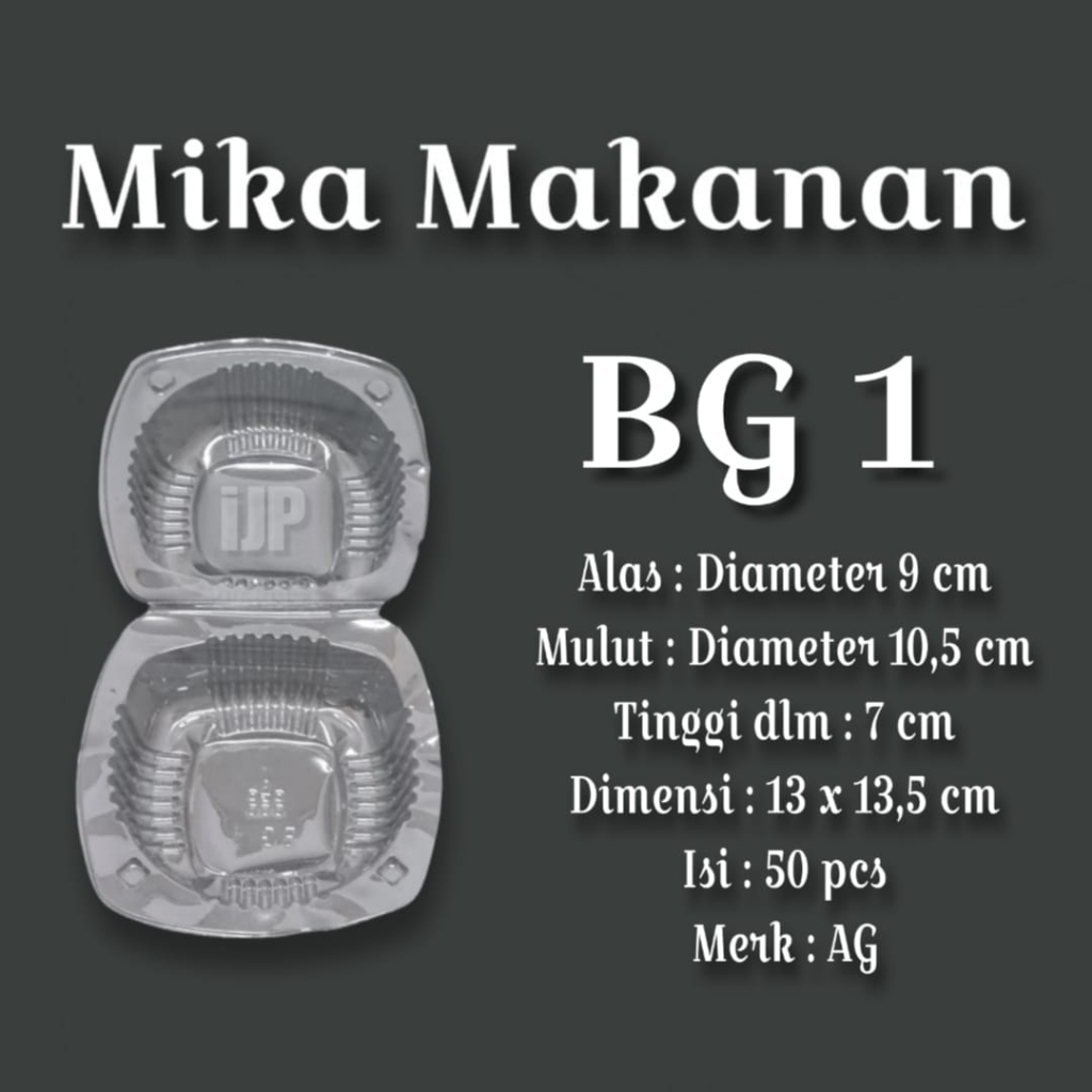 [50pcs] Mika Plastik Makanan Ukuran BG-1/Burger / Mika Plastik Makanan Bening Tebal AG