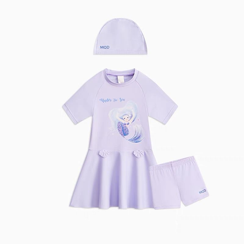 MQD baju renang anak perempuan swinsuit cewek rok celana topi SPF 50+ 4-14th