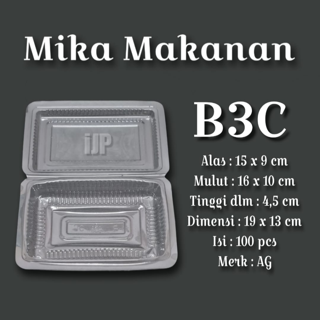 [100pcs] Mika Plastik Makanan Ukuran B-3A B-3B B-3C / Mika Plastik Makanan Bening Tebal AG