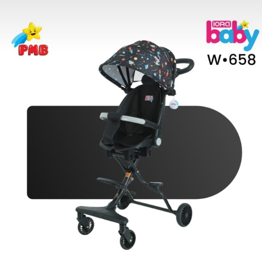 PROMO STROLLER PMB W658 DORONGAN BAYI BABY RODA EMPAT REBAHAN KANOPI PMBTOYS - GOWES LAJU