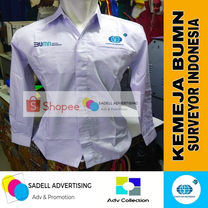 Kemeja Surveyor Indonesia BUMN Seragam BUMN Surveyor Indonesia Putih Lengan Panjang Pria Bordir